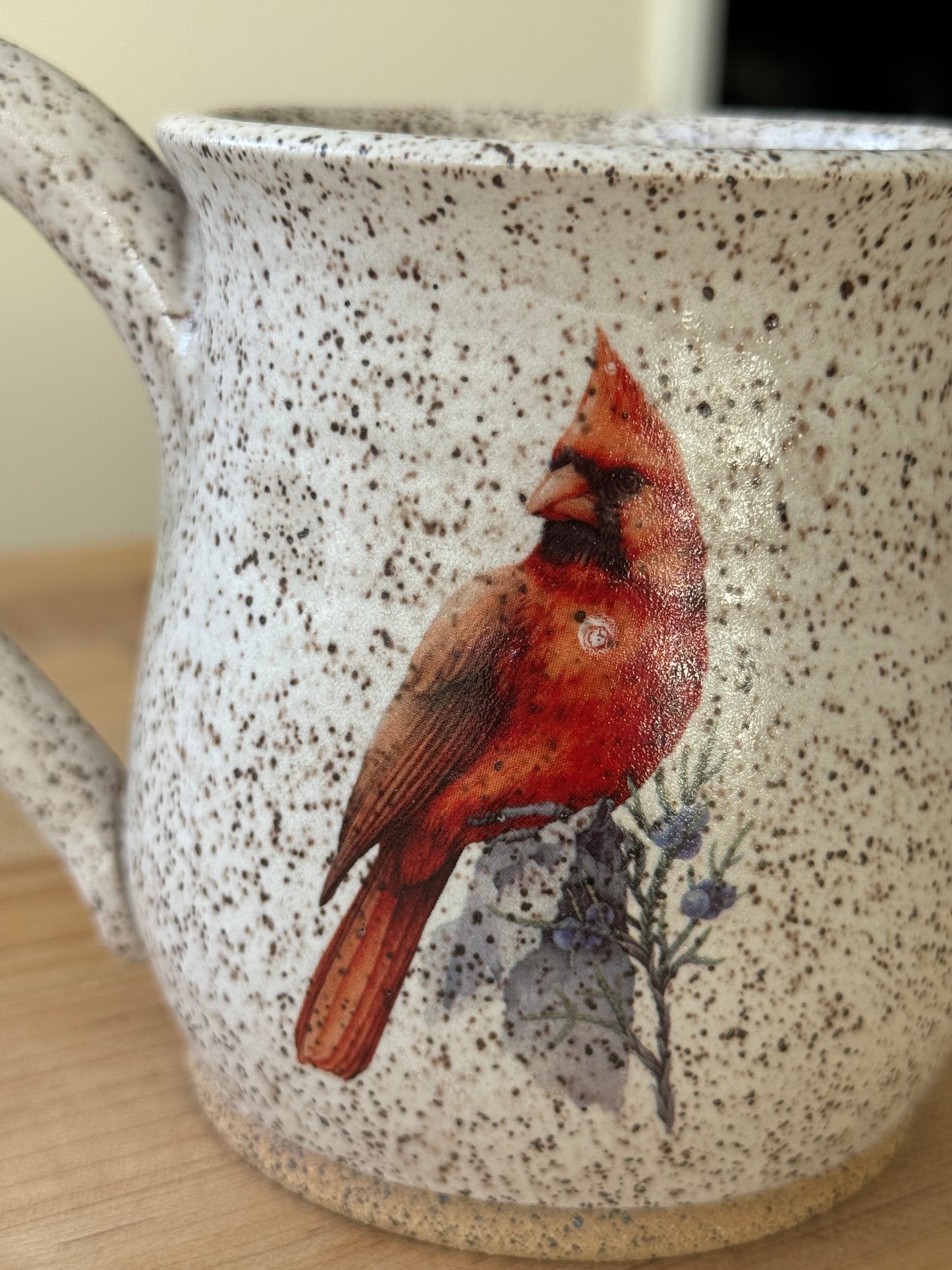 Cardinal Mug with blueberries