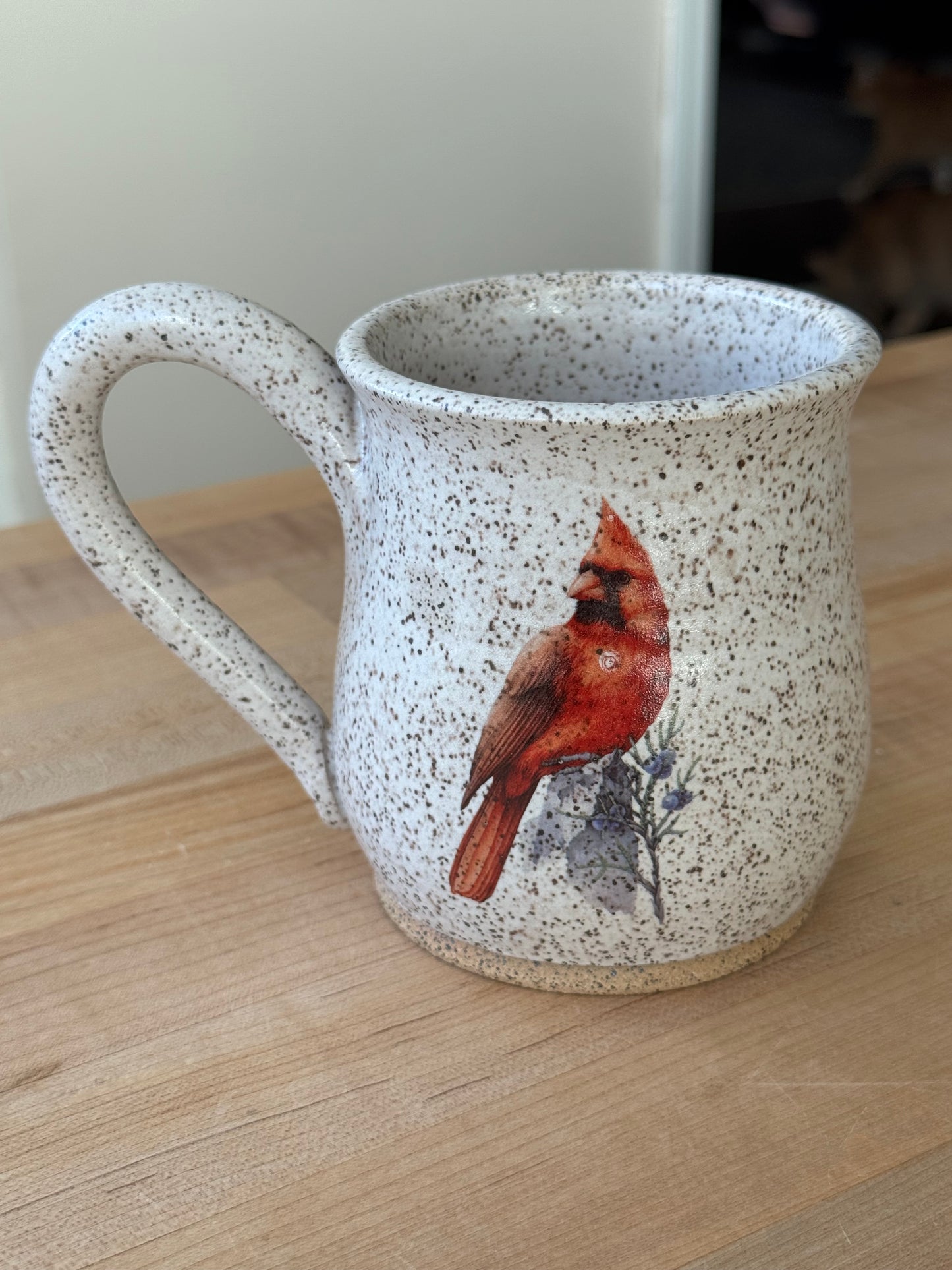 Cardinal Mug with blueberries