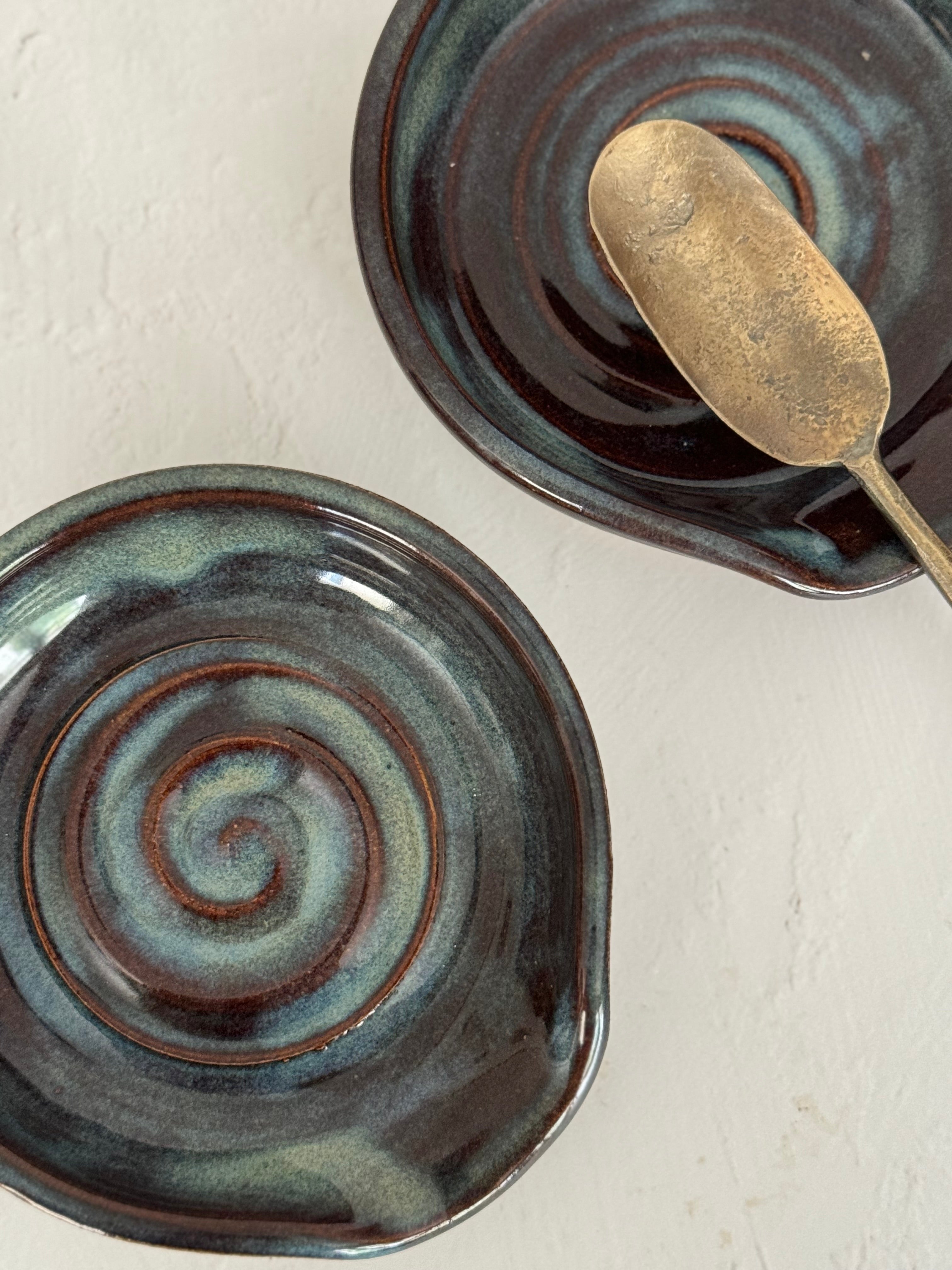 Harbor Mist Spoon Rest Maple Leaf Pottery