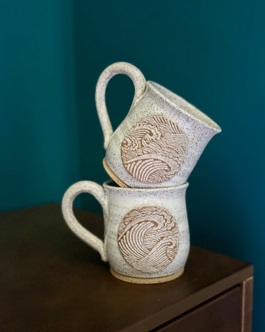 Speckled White Wave Mug