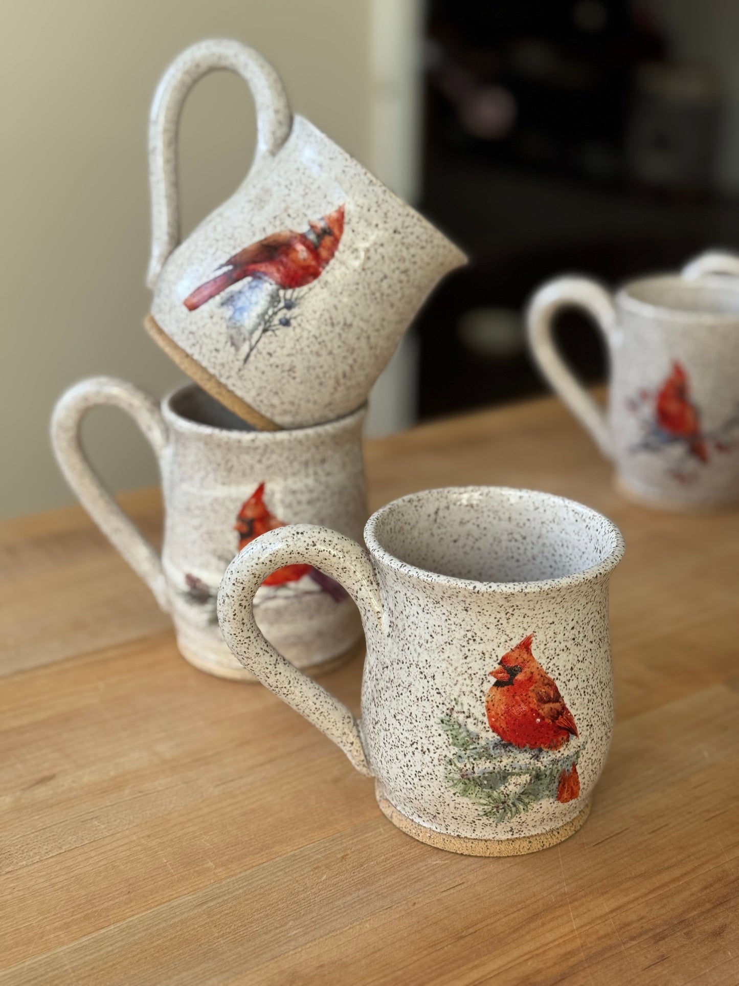 Cardinal Mug with blueberries